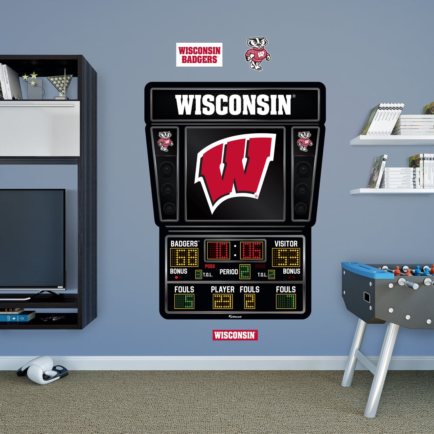 Wisconsin Badgers:   Basketball Scoreboard        - Officially Licensed NCAA Removable     Adhesive Decal