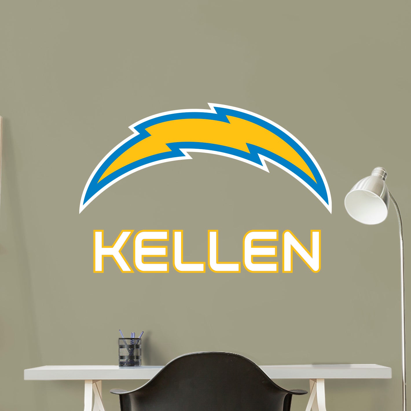 Los Angeles Chargers:   Stacked Personalized Name White Text PREMASK        - Officially Licensed NFL Removable     Adhesive Decal