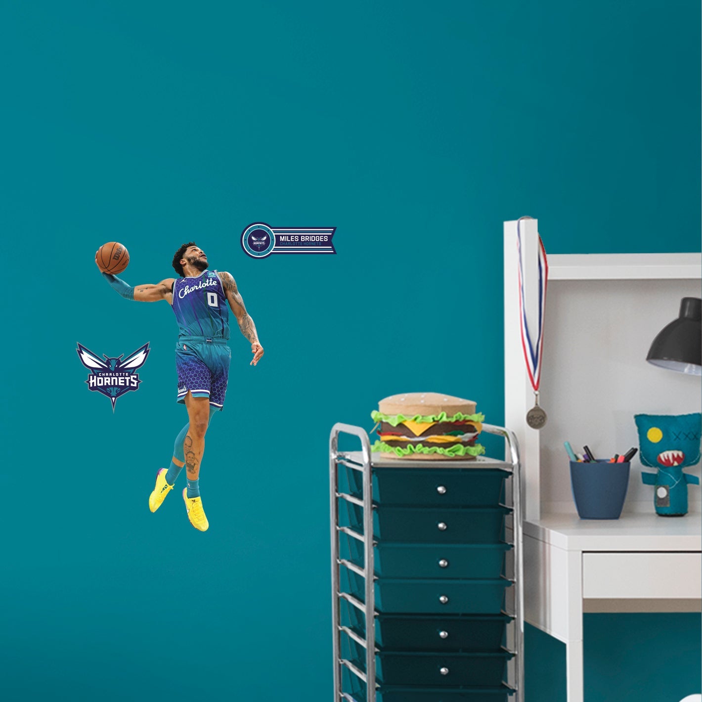 Charlotte Hornets: Miles Bridges Dunk - Officially Licensed NBA Removable Adhesive Decal