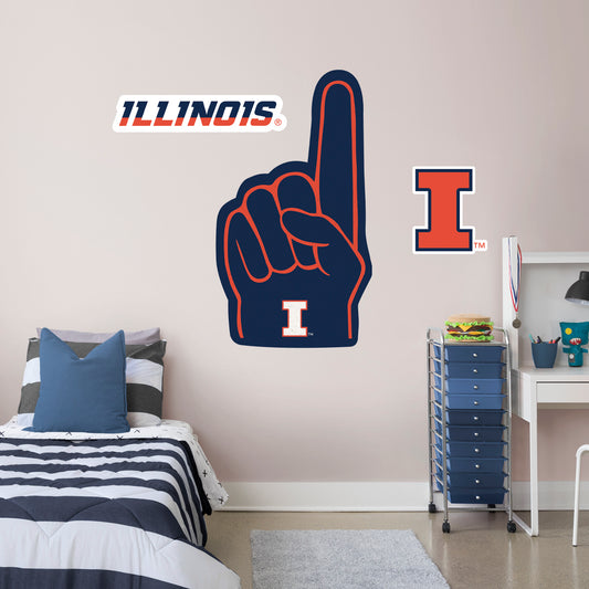 Illinois Fighting Illini:    Foam Finger        - Officially Licensed NCAA Removable     Adhesive Decal