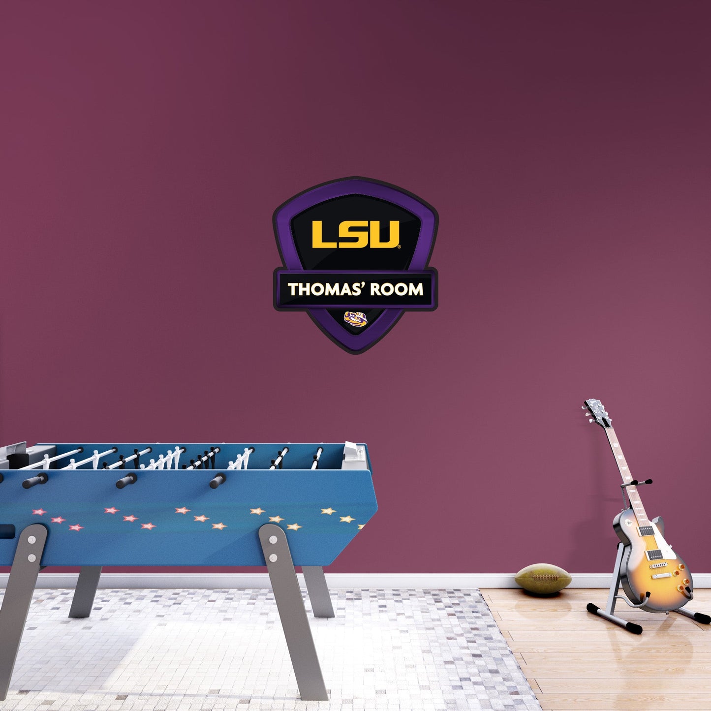 LSU Tigers:   Badge Personalized Name        - Officially Licensed NCAA Removable     Adhesive Decal