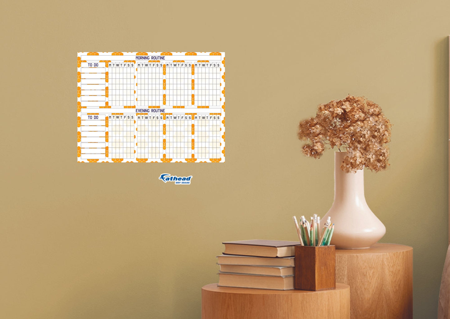 Chart:  Honeycomb Routine Chart Dry Erase        -   Removable     Adhesive Decal