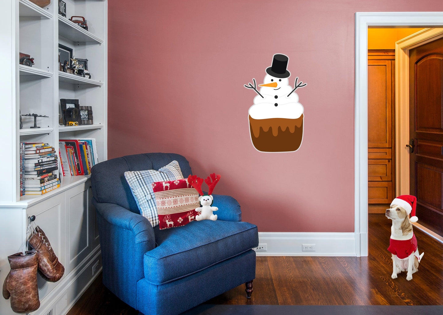 Christmas: Snowman Cupcake Icon - Removable Adhesive Decal