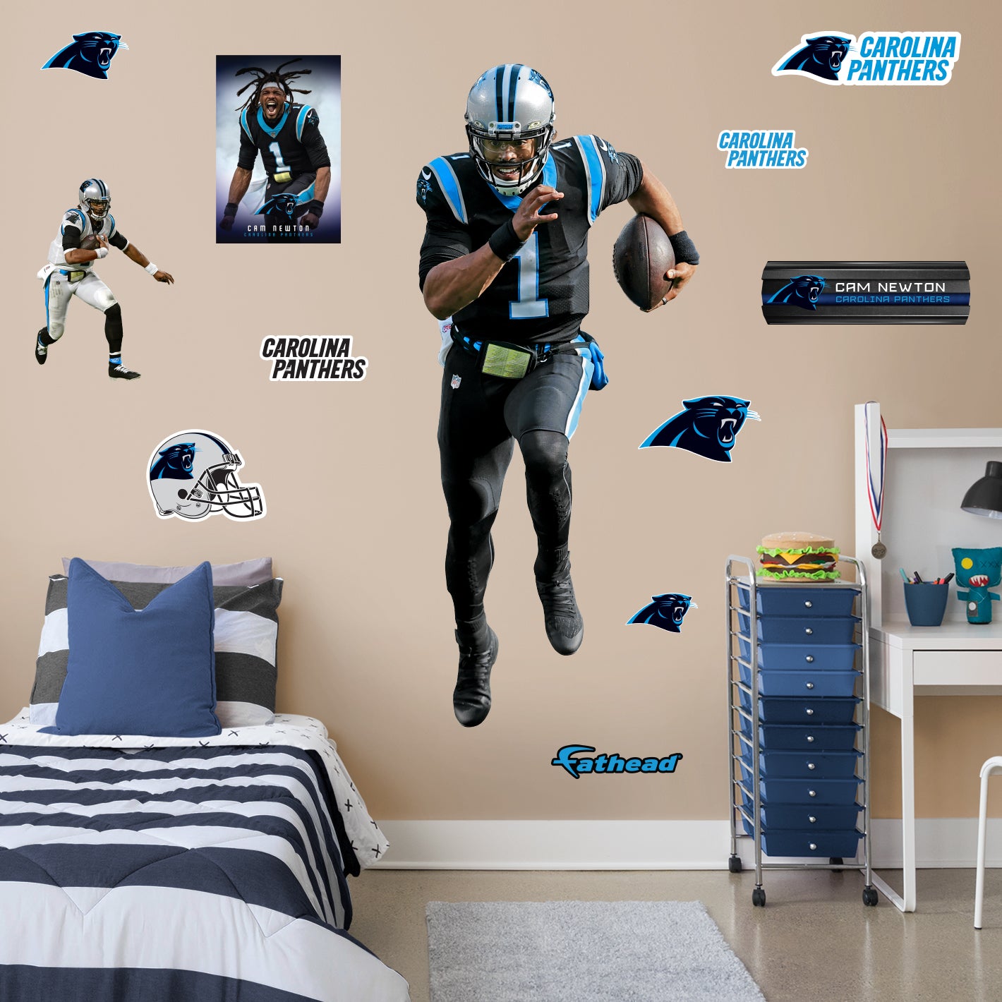 Fathead Carolina Panthers Pumped Up Panther 5-Pack Removable Wall Decal