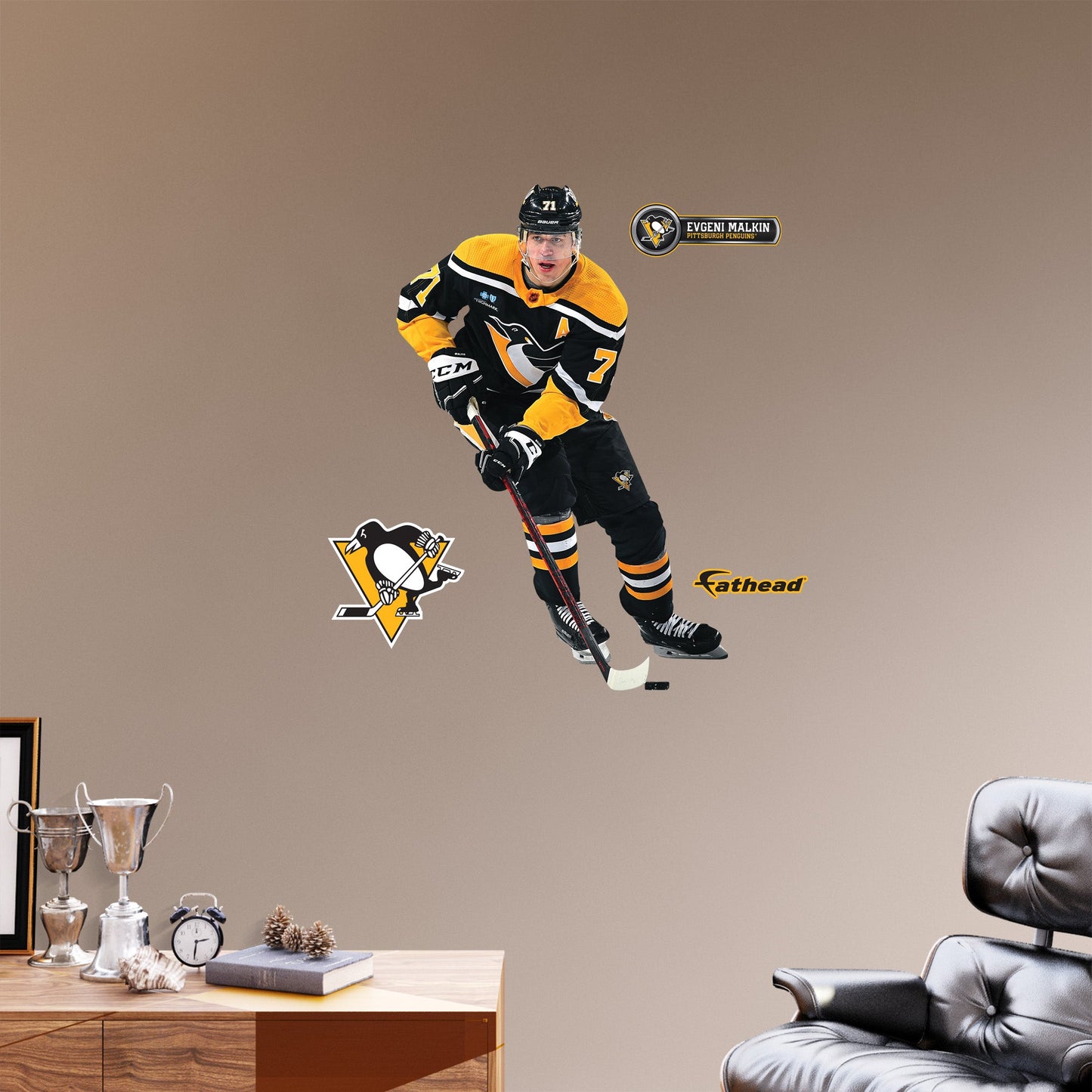 Pittsburgh Penguins: Evgeni Malkin Throwback        - Officially Licensed NHL Removable     Adhesive Decal