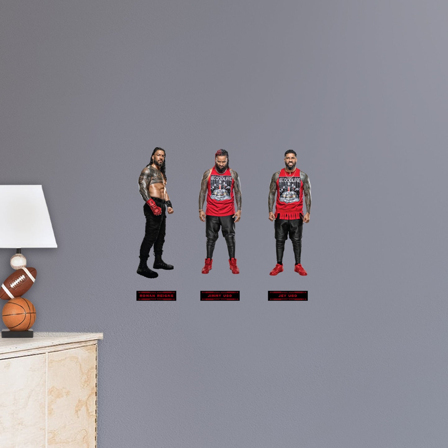 Roman Reigns, Jey Uso and Jimmy Uso Bloodline Collection - Officially Licensed WWE Removable Adhesive Decal