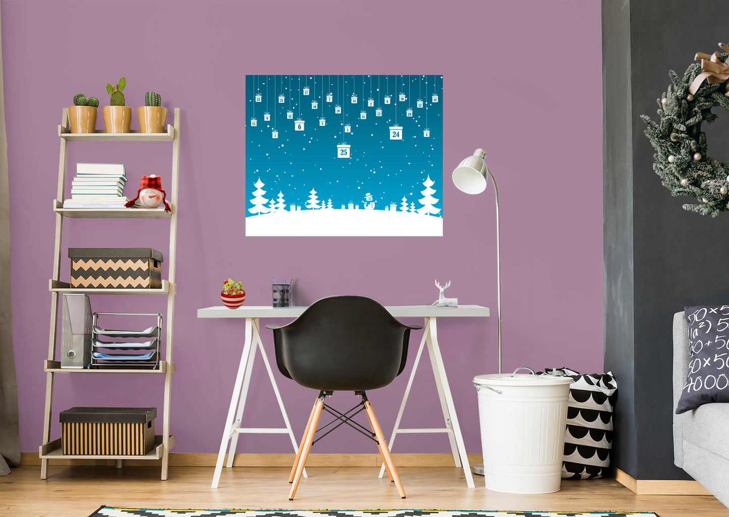 Christmas:  Blue Holiday Calendar Dry Erase        -   Removable     Adhesive Decal