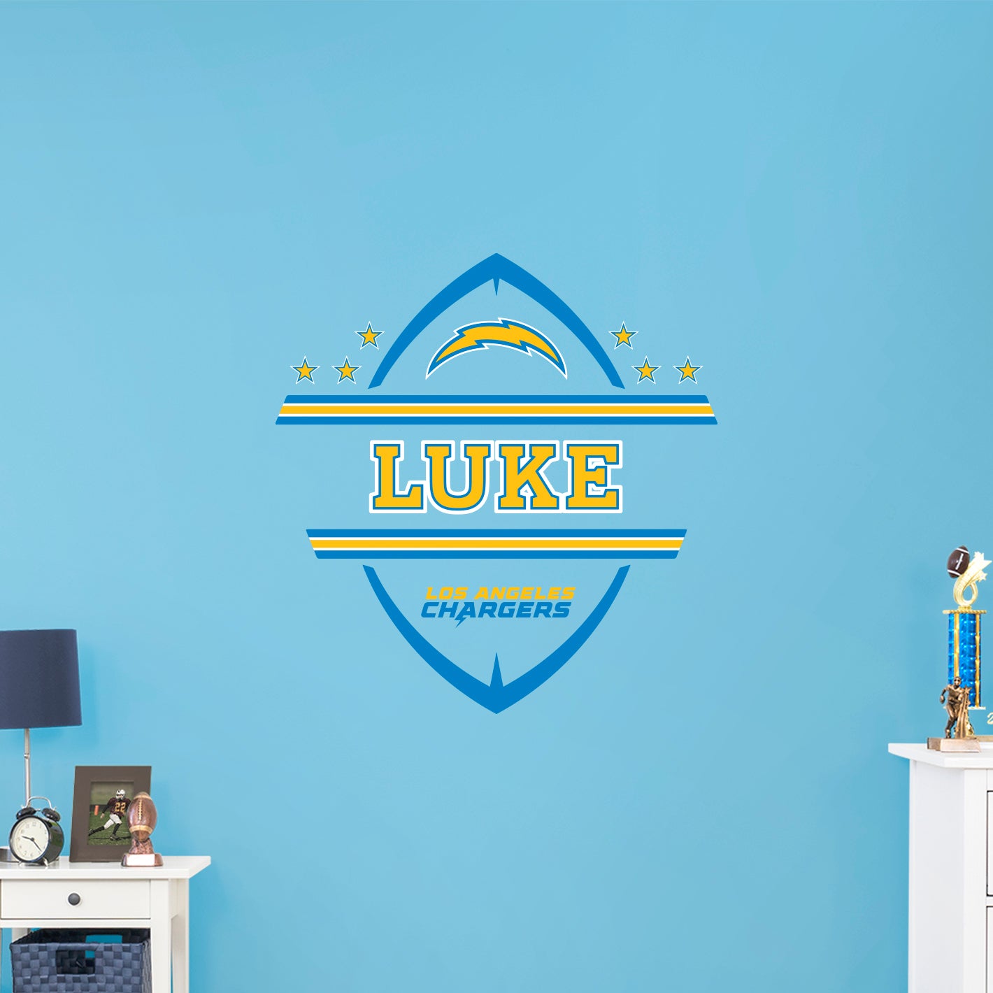 Los Angeles Chargers:   Football Personalized Name PREMASK        - Officially Licensed NFL Removable     Adhesive Decal