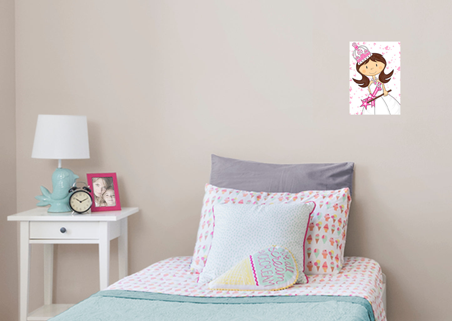 Nursery Princess:  White Dress Part 2 Mural        -   Removable Wall   Adhesive Decal