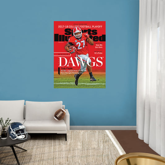 Georgia Bulldogs: Nick Chubb 2017-18 College Football Playoff Preview Issue Sports Illustrated Cover - Officially Licensed NCAA Removable Adhesive Decal