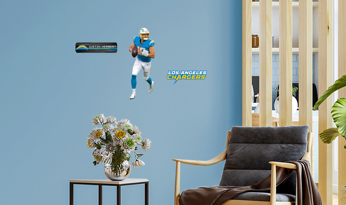 Los Angeles Chargers: Justin Herbert         - Officially Licensed NFL Removable Wall   Adhesive Decal