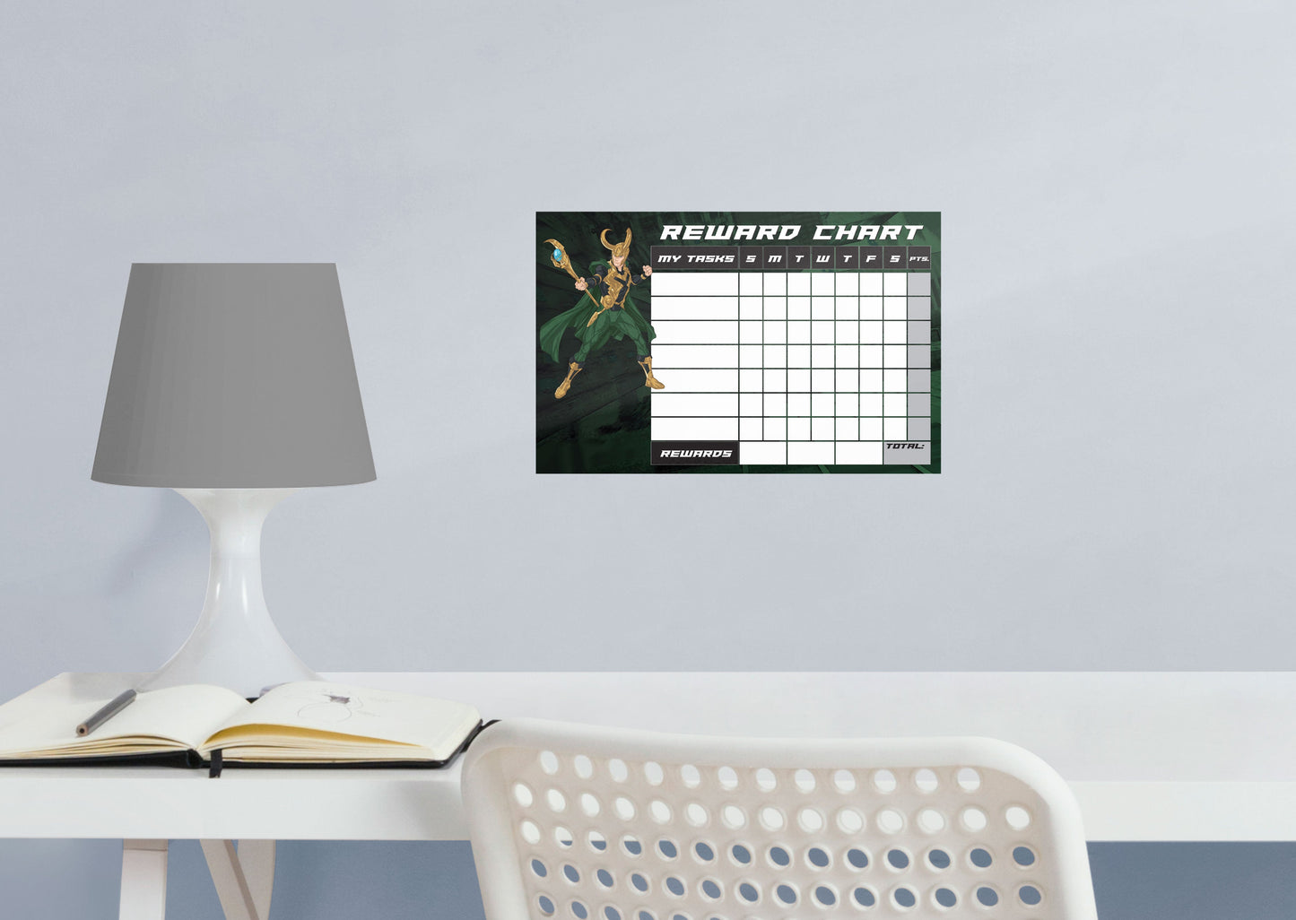 Avengers: LOKI Reward Chart Dry Erase        - Officially Licensed Marvel Removable Wall   Adhesive Decal