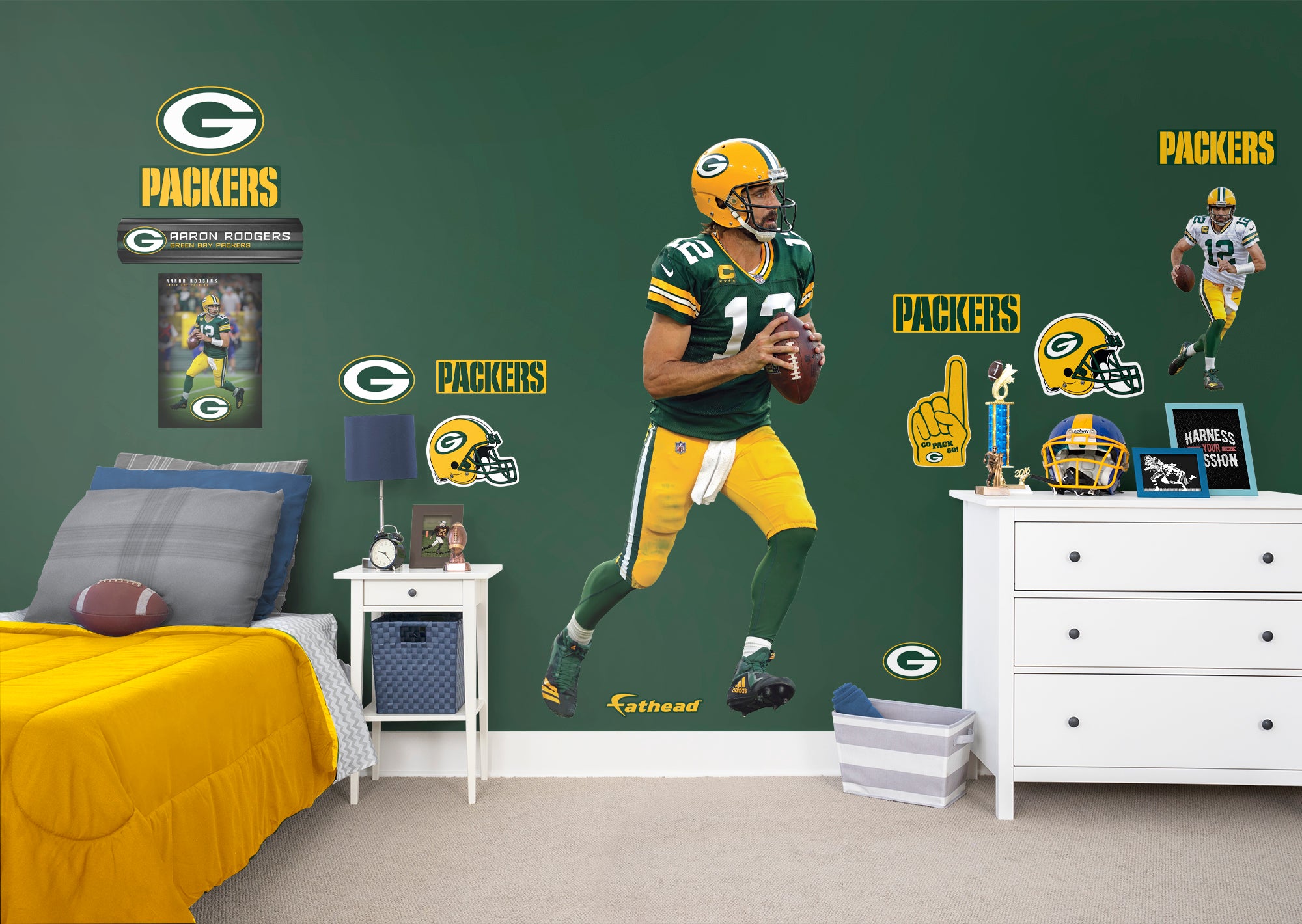 Green Bay Packers: Aaron Rodgers 2021 - NFL Removable Adhesive Wall Decal Large