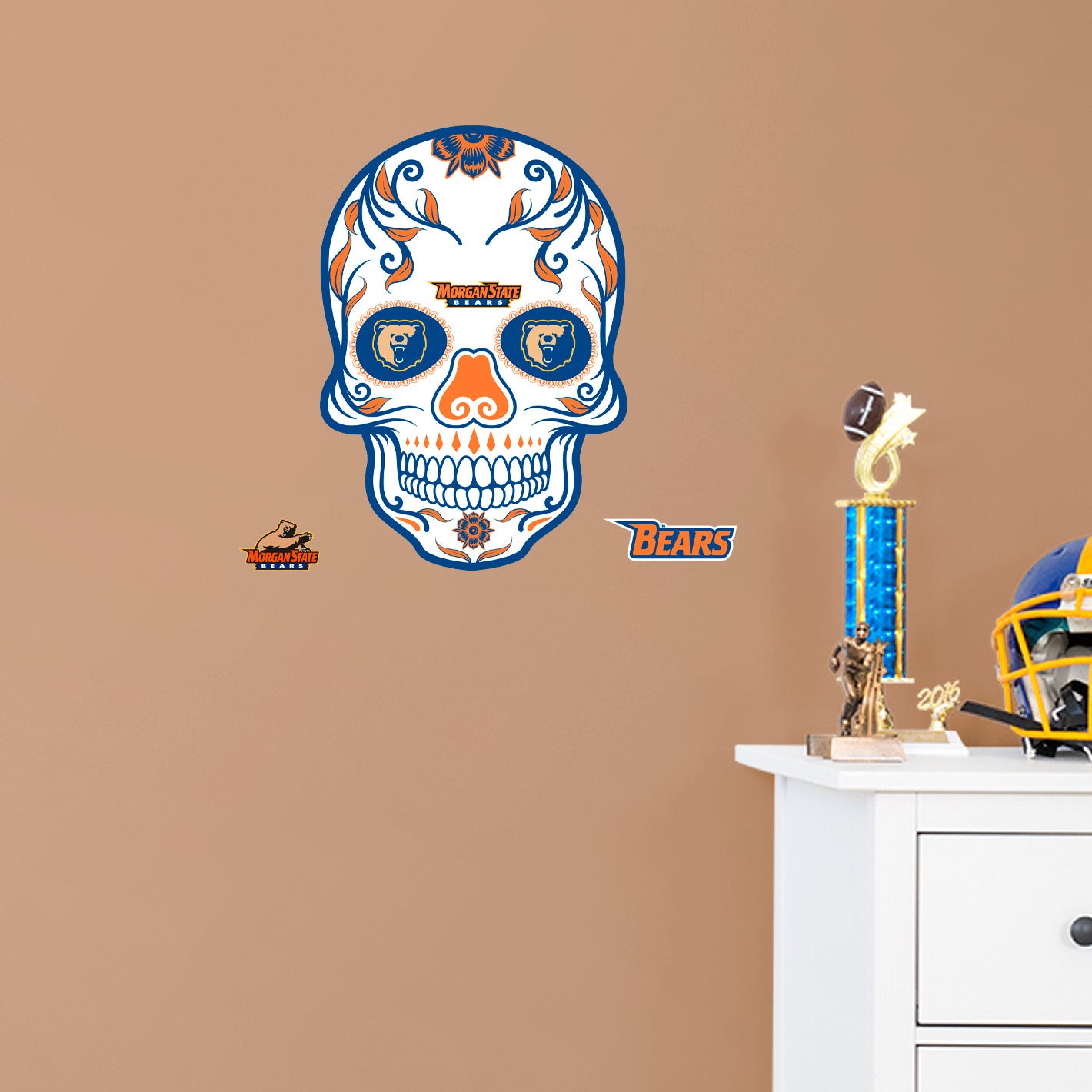 Morgan State Bears:   Skull        - Officially Licensed NCAA Removable     Adhesive Decal