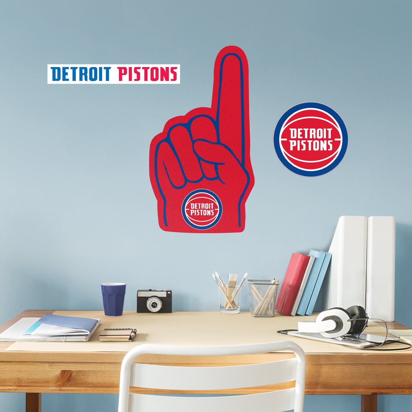 Detroit Pistons: Foam Finger - Officially Licensed NBA Removable Adhesive Decal