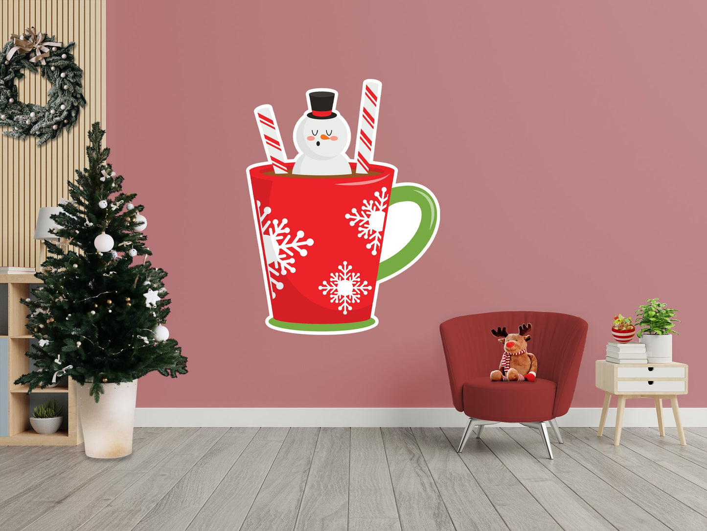 Christmas: Snowman Hot Chocolate Icon - Removable Adhesive Decal