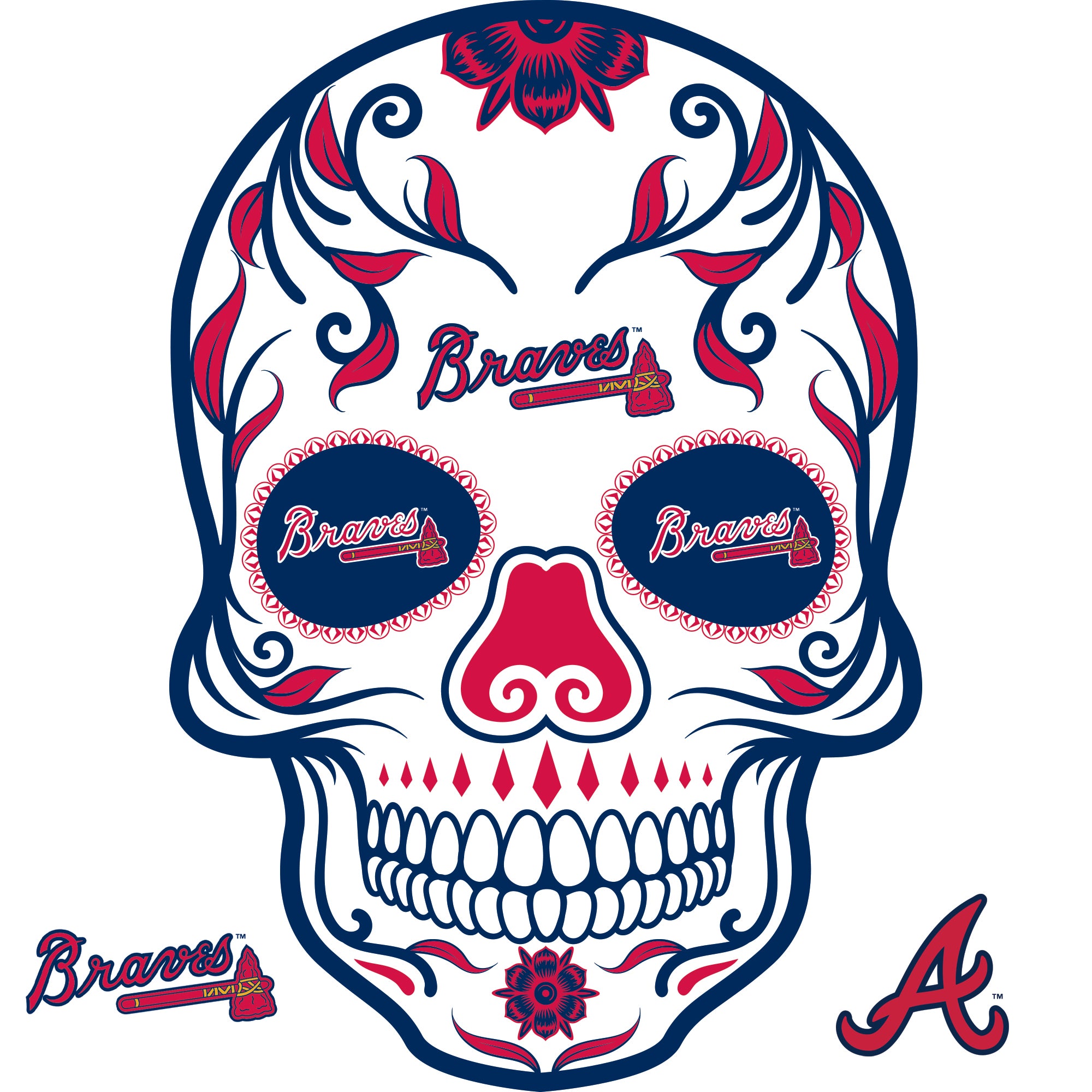 Atlanta Braves: 2022 Skull - Officially Licensed MLB Removable Adhesiv