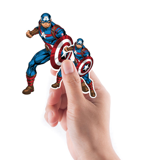 Sheet of 5 -Avengers: Captain America Pose MINI        - Officially Licensed Marvel Removable    Adhesive Decal