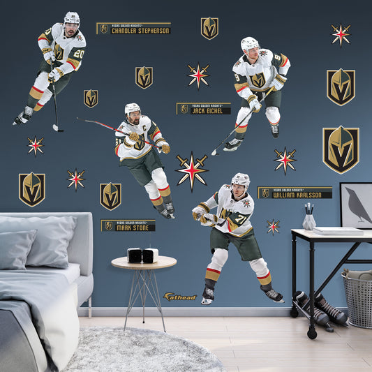 Vegas Golden Knights: Jack Eichel, Mark Stone, Chandler Stephenson and William Karlsson Team Collection - Officially Licensed NHL Removable Adhesive Decal
