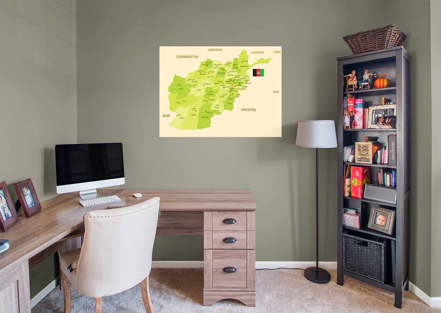 Maps of Asia: Afghanistan Mural        -   Removable Wall   Adhesive Decal