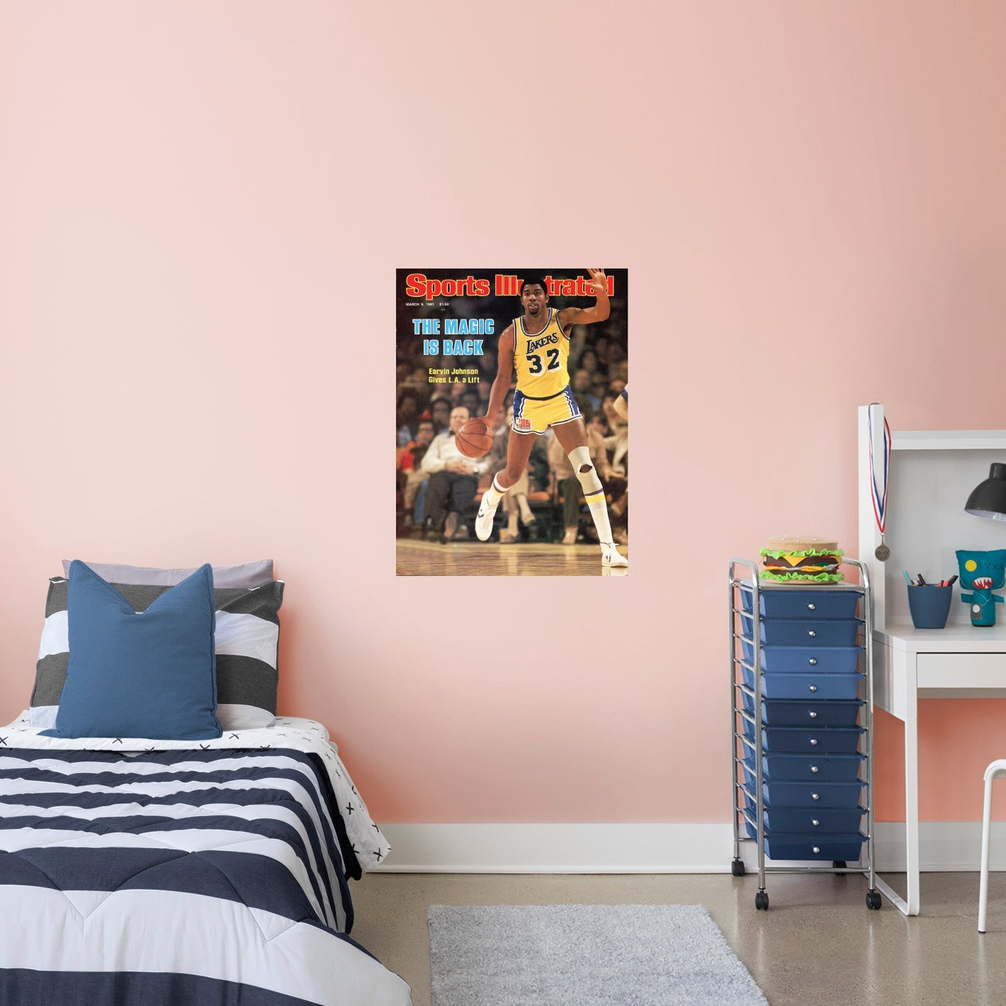 Los Angeles Lakers: Magic Johnson March 1981 Sports Illustrated Cover - Officially Licensed NBA Removable Adhesive Decal