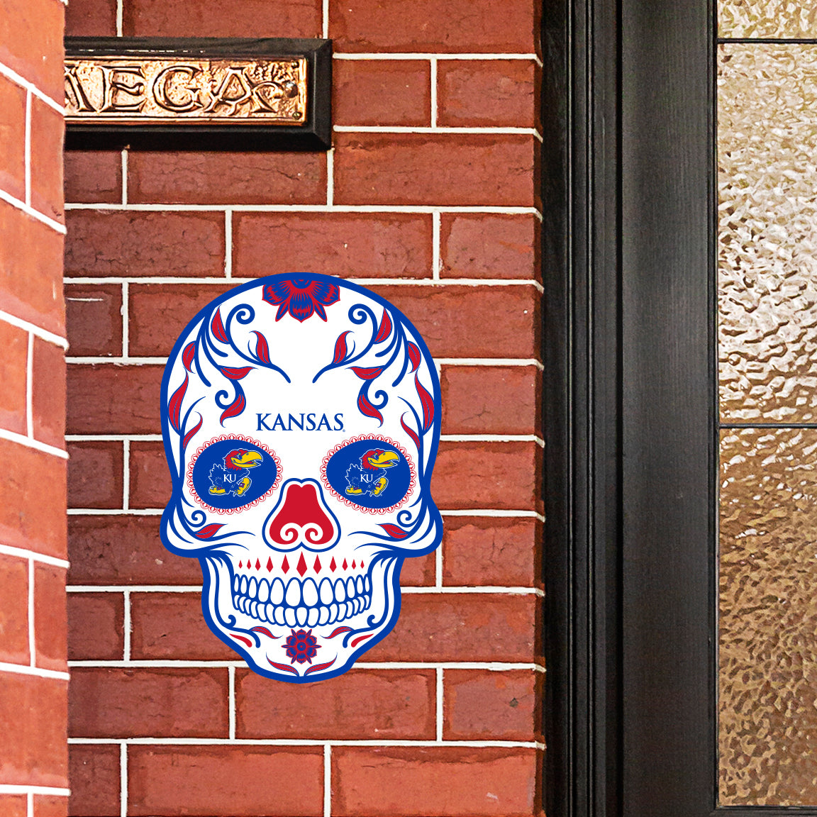 Kansas Jayhawks:   Outdoor Skull        - Officially Licensed NCAA    Outdoor Graphic