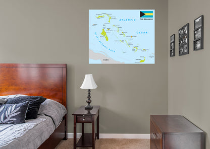 Maps of North America: Bahamas Mural        -   Removable Wall   Adhesive Decal