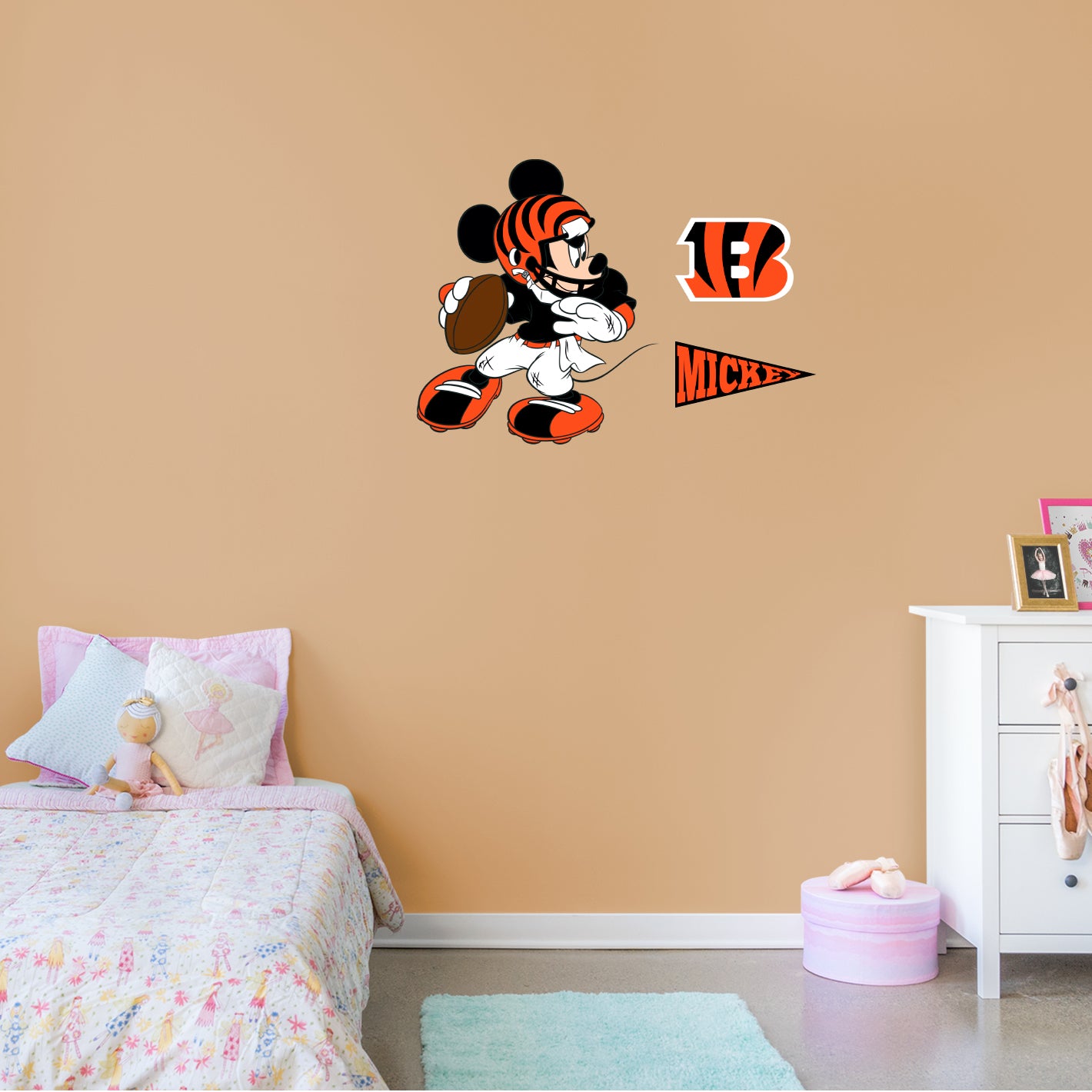 Cincinnati Bengals: Mickey Mouse - Officially Licensed NFL Removable Adhesive Decal