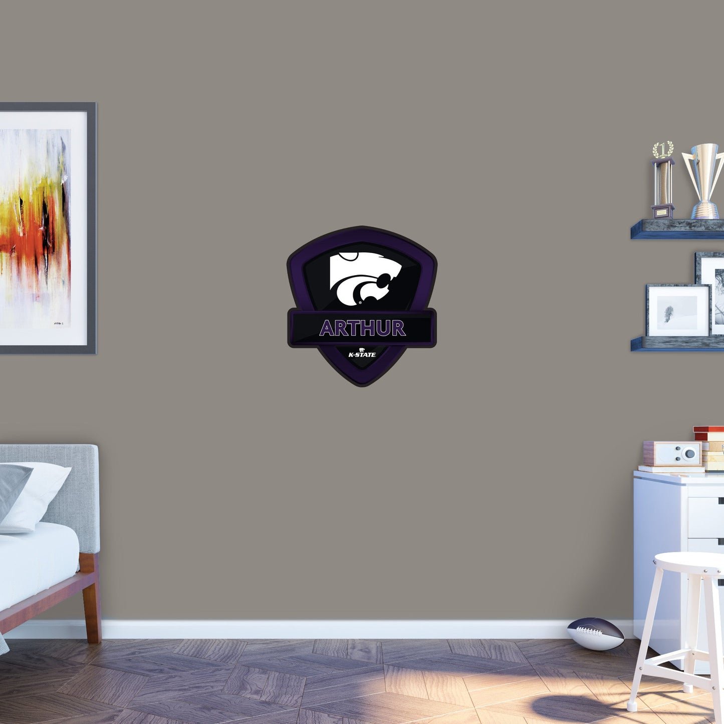 Kansas State Wildcats:   Badge Personalized Name        - Officially Licensed NCAA Removable     Adhesive Decal