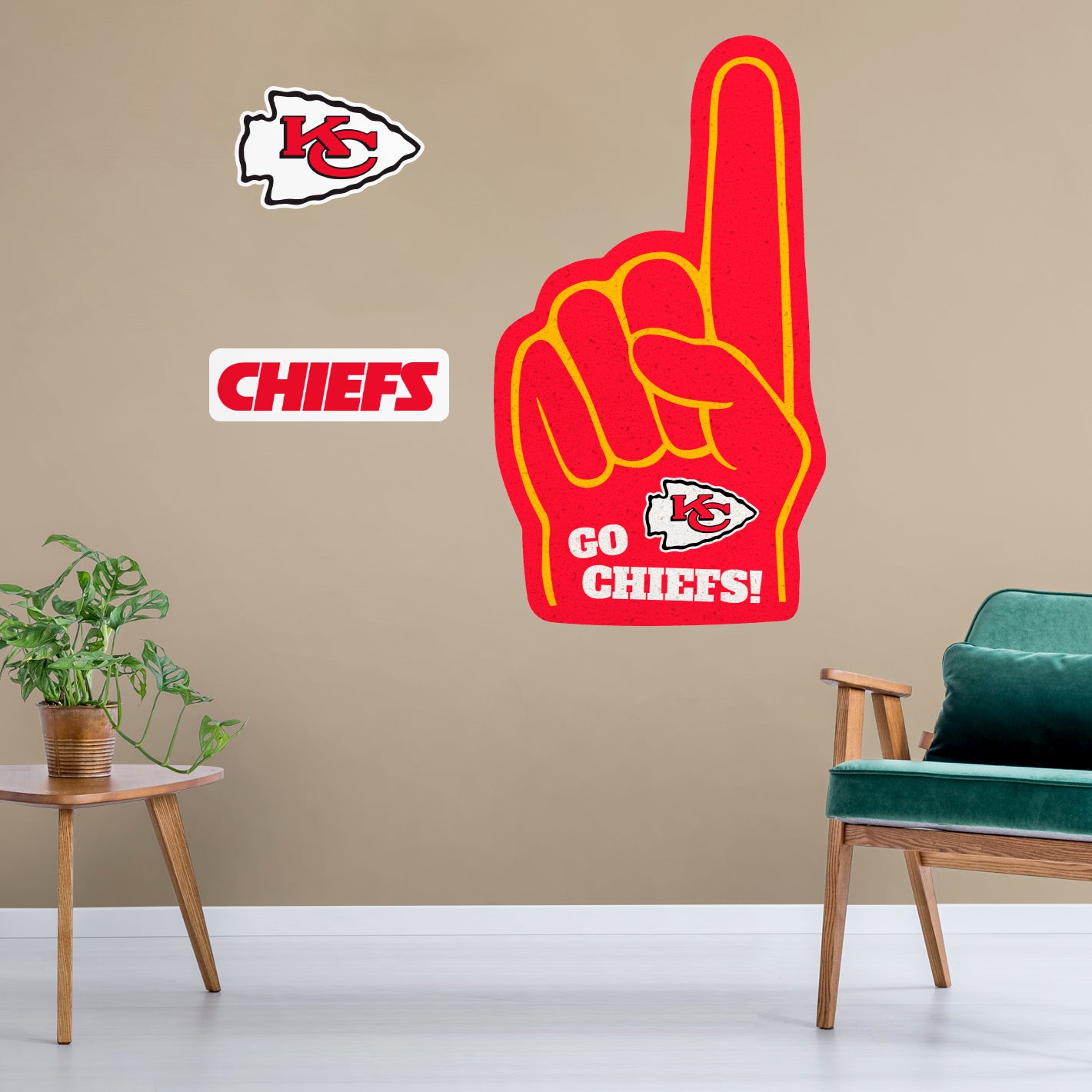 Kansas City Chiefs: Foam Finger Minis - NFL Removable Adhesive Wall Decal Large