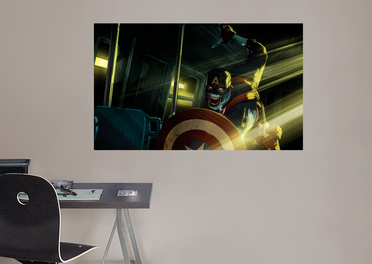 What If...: Zombie Capt. America Mural        - Officially Licensed Marvel Removable Wall   Adhesive Decal