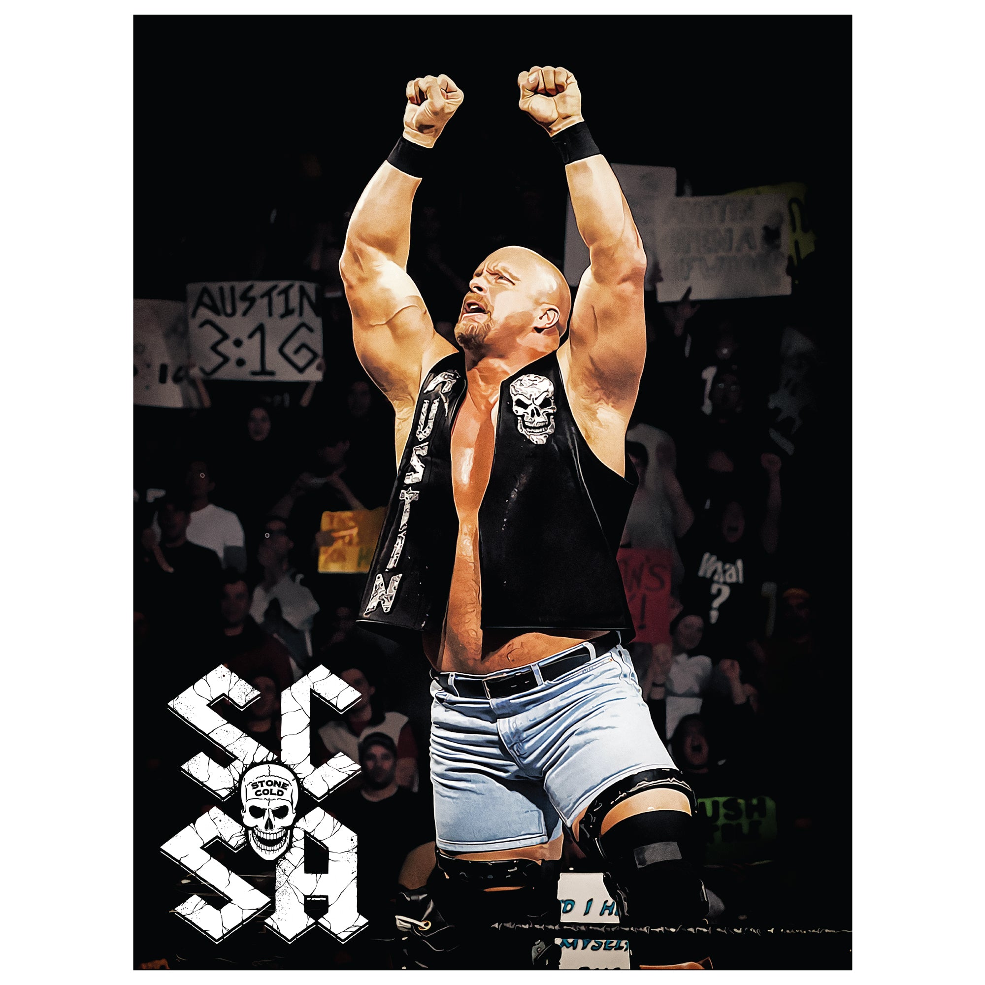 New York Mets WWF Stone Cold Steve Austin Color Photo. 8 1/2” x