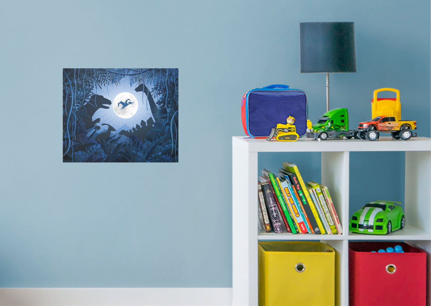 Dinosaurs:  Blue Jungle Mural        -   Removable Wall   Adhesive Decal