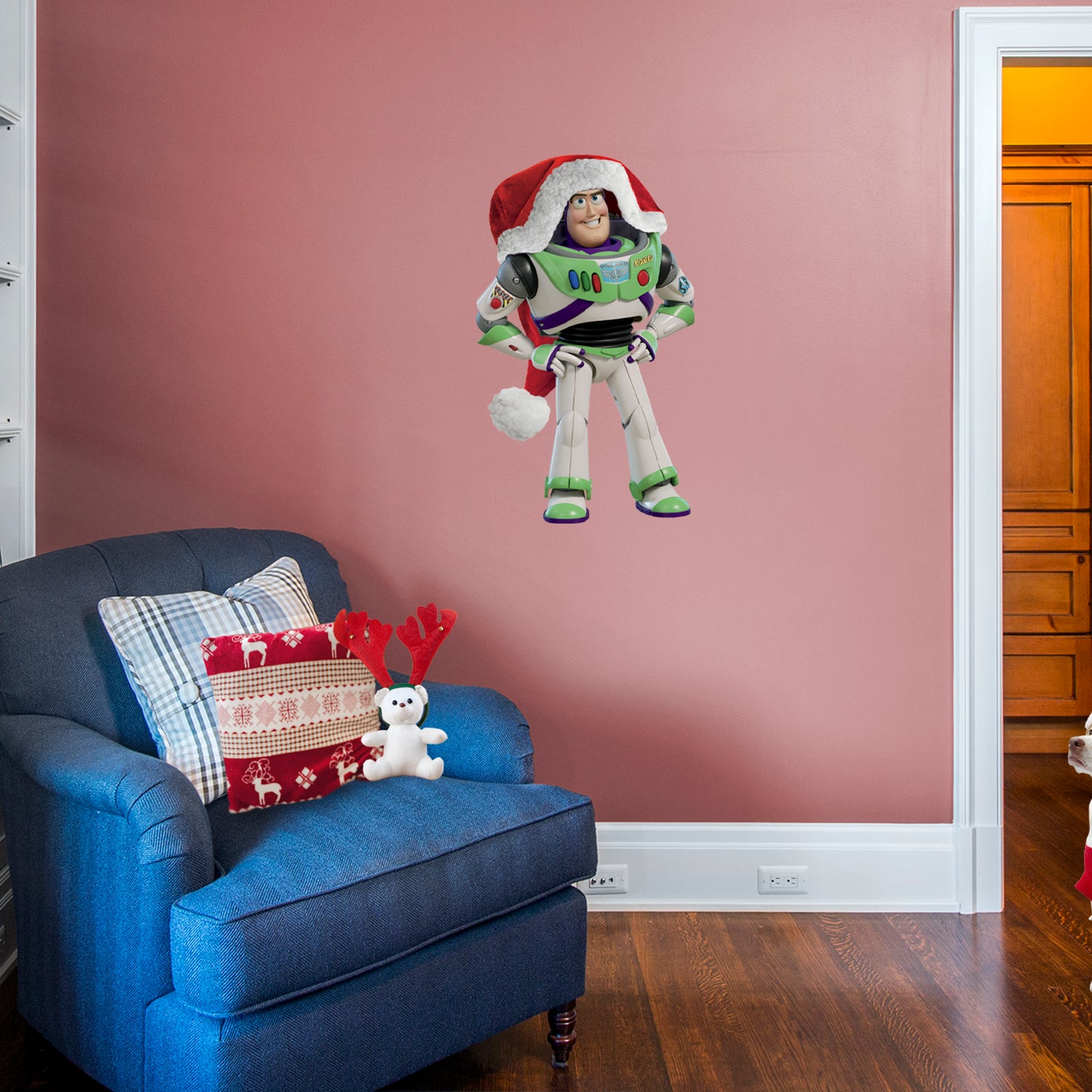Pixar Holiday: Buzz Lightyear Santa Hat RealBig - Officially Licensed Disney Removable Adhesive Decal