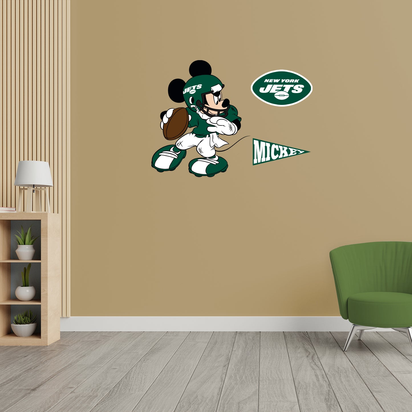 New York Jets: Mickey Mouse - Officially Licensed NFL Removable Adhesive Decal