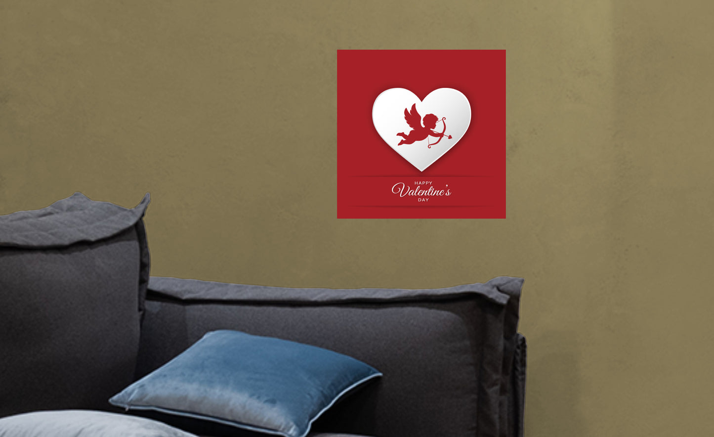 Valentine's Day: Red Cupid Mural        -   Removable     Adhesive Decal