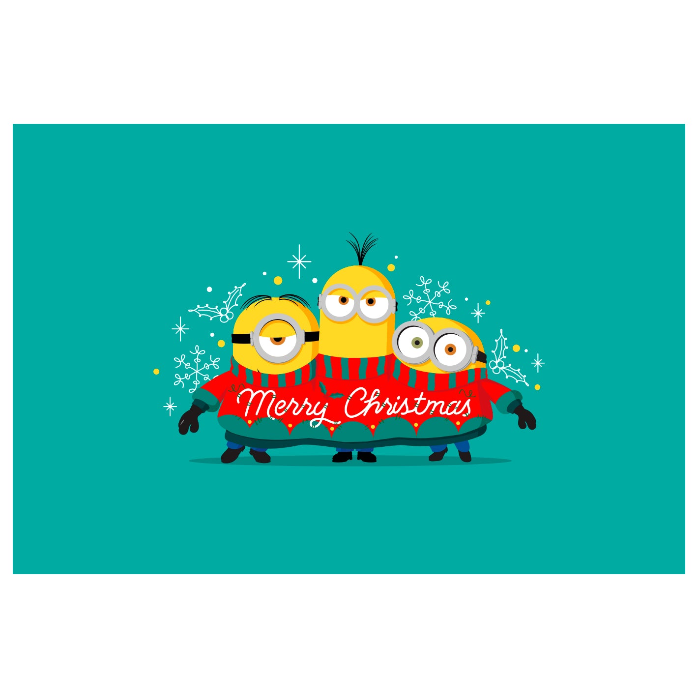 Merry Christmas Minions 1420x1420 Minions Holiday: Merry Christmas sweater Mural - Officially Licensed N – Fathead