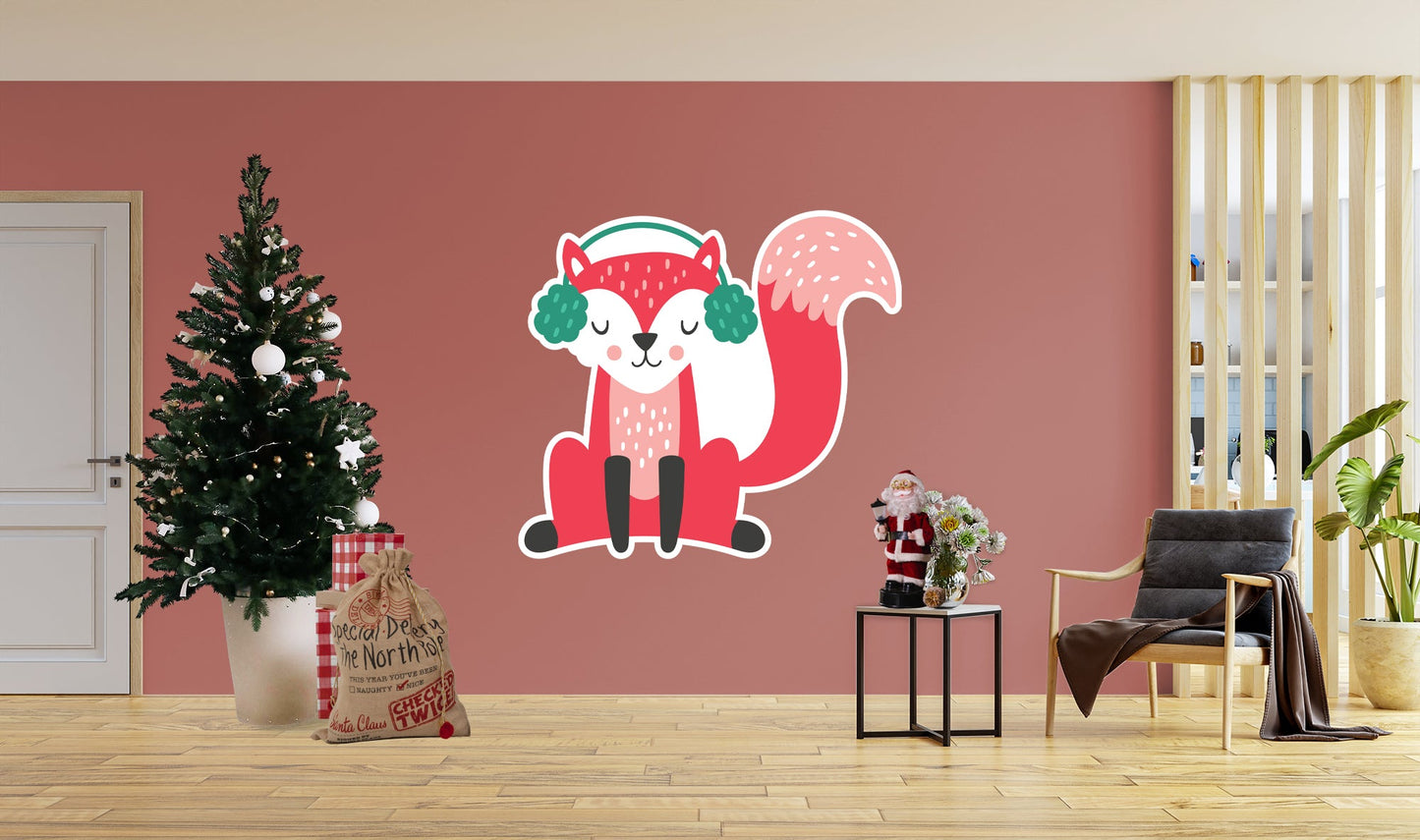 Christmas: Listening to Music Icon - Removable Adhesive Decal