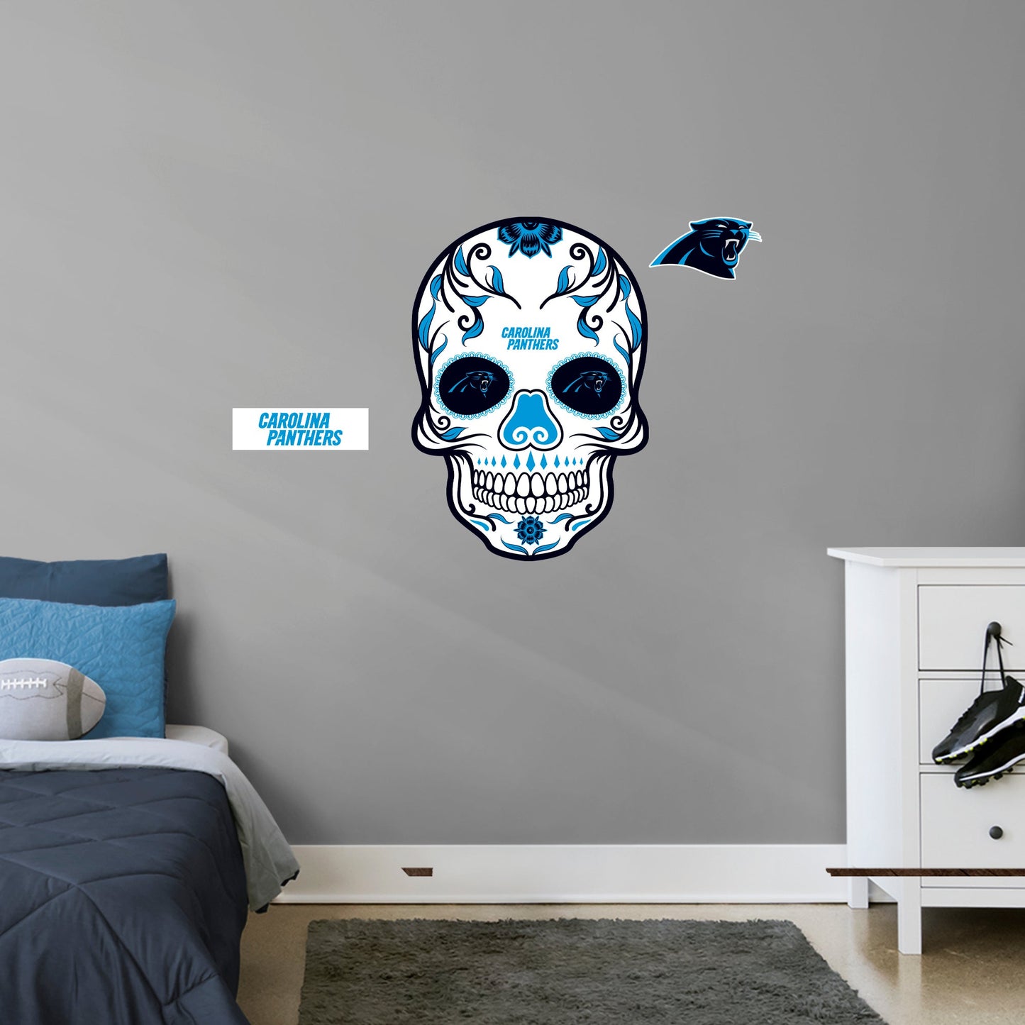 Carolina Panthers: Skull - Officially Licensed NFL Removable Adhesive Decal