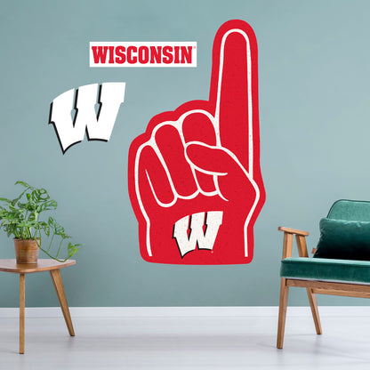 Wisconsin Badgers: Foam Finger - Officially Licensed NCAA Removable Adhesive Decal