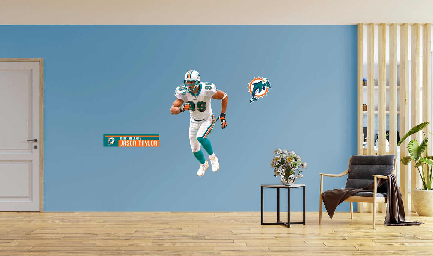 Miami Dolphins: Jason Taylor  Legend        - Officially Licensed NFL Removable     Adhesive Decal
