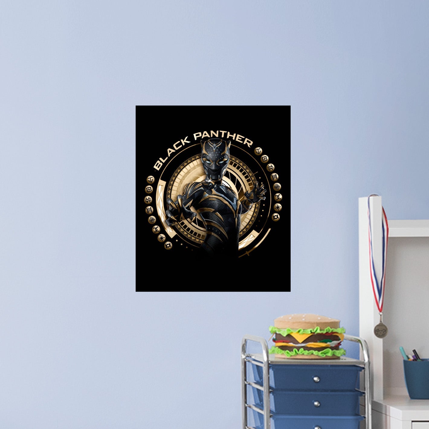 Black Panther Wakanda Forever: Black Panther Gold Circle Poster - Officially Licensed Marvel Removable Adhesive Decal