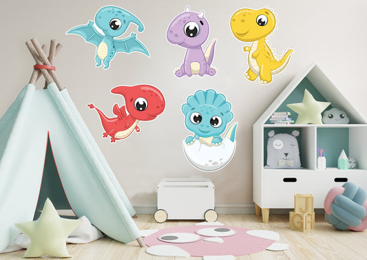 Dinosaur:  Mini Dinos Collection        -   Removable     Adhesive Decal
