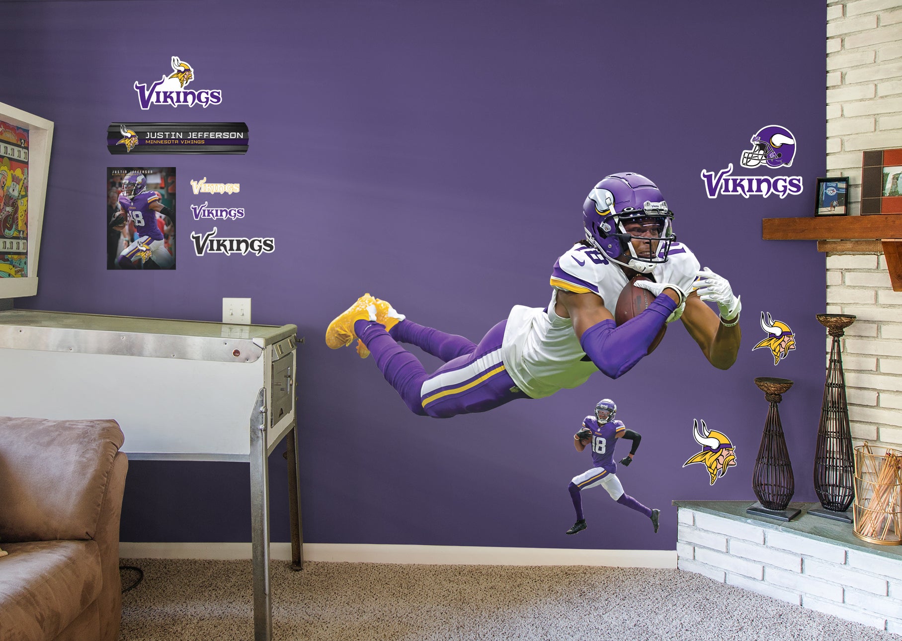 Minnesota Vikings: Justin Jefferson 2021 - NFL Removable Adhesive Wall Decal XL