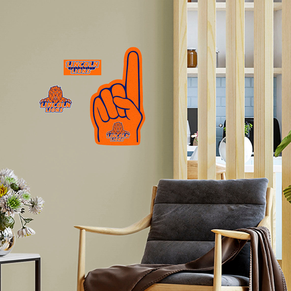 Lincoln Lions: Foam Finger - Officially Licensed NCAA Removable Adhesive Decal