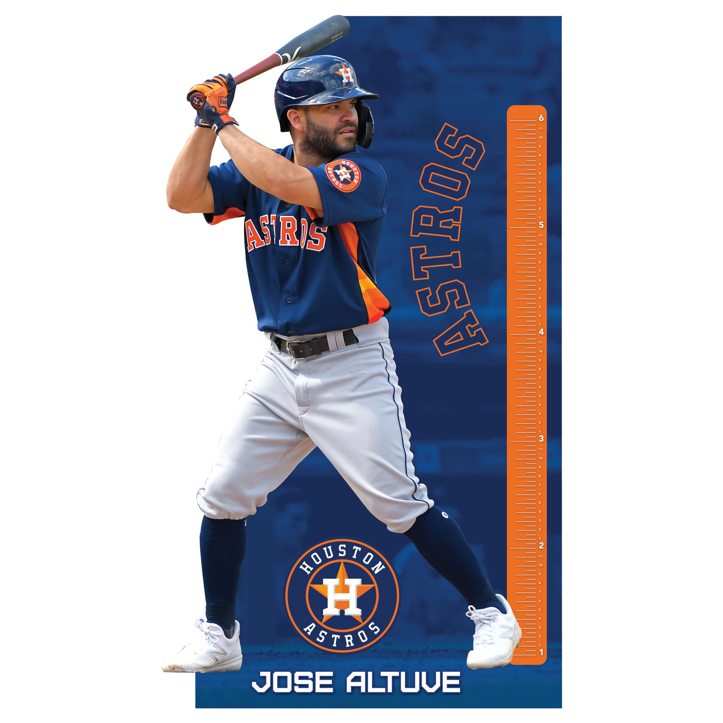 Houston Astros: Jose Altuve 2021 Growth Chart - MLB Removable Wall Adhesive Wall Decal Life-Size 45W x 78H