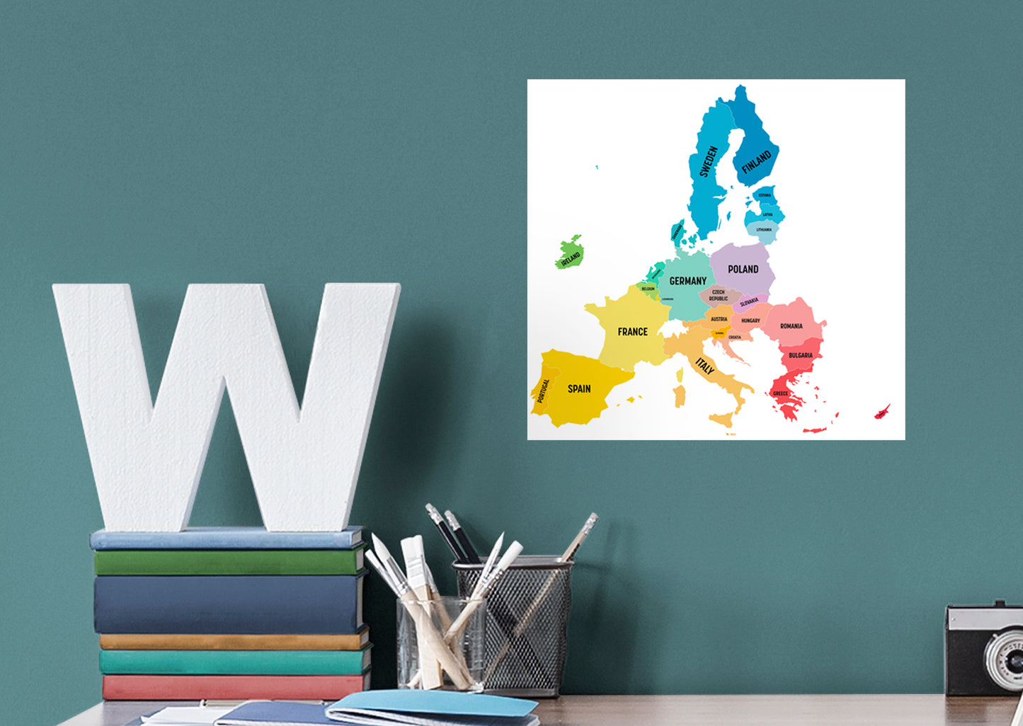 Maps: Europe Rainbow Mural        -   Removable Wall   Adhesive Decal