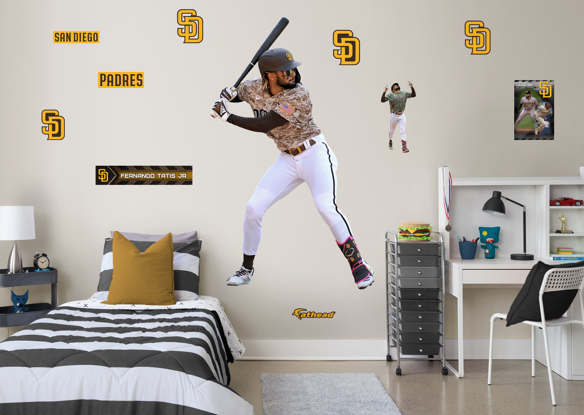 San Diego Padres: Fernando Tatis Jr. 2021 Camo - MLB Removable Wall Adhesive Wall Decal Life-Size Athlete +2 Wall Decals 50W x 78H
