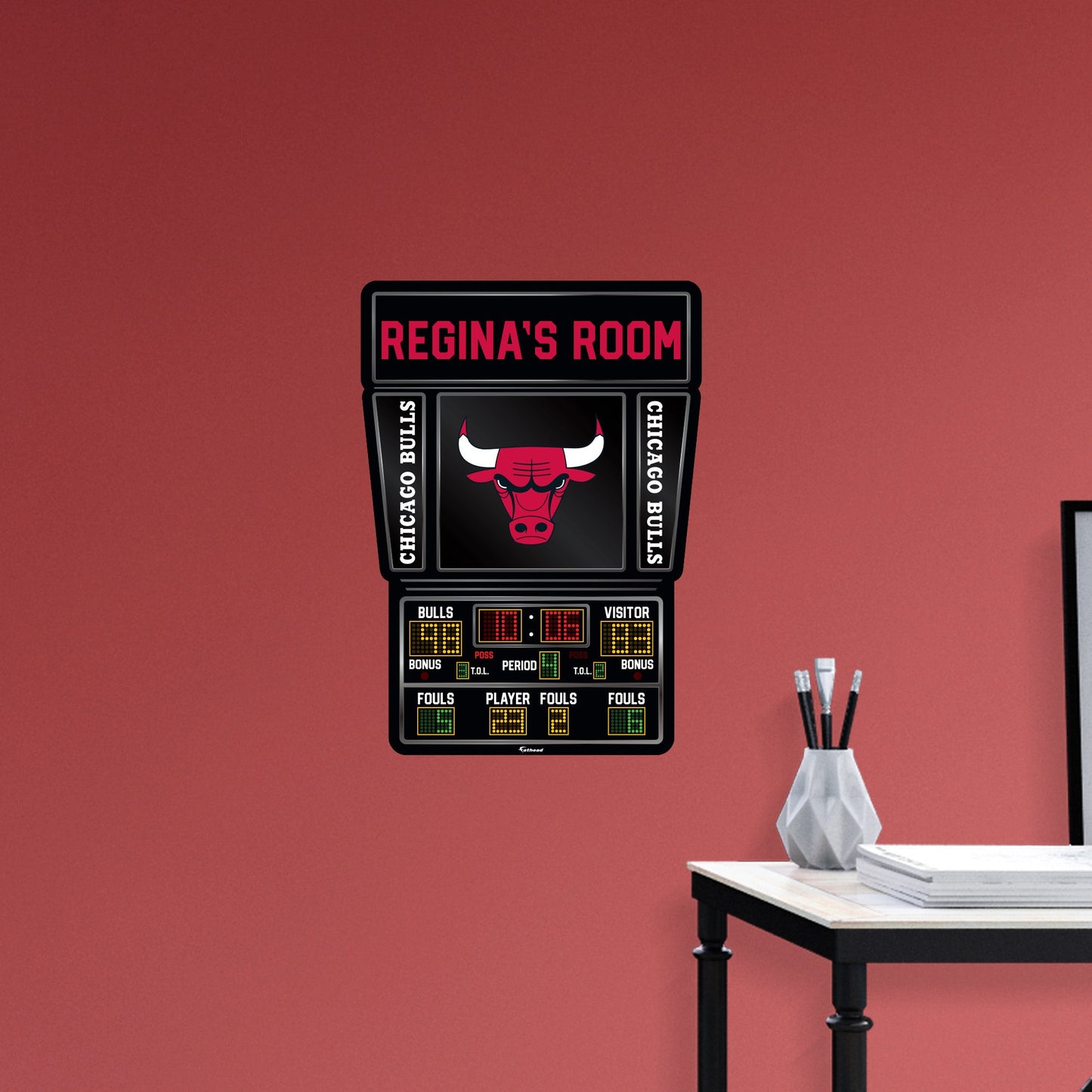 Chicago Bulls:   Scoreboard Personalized Name        - Officially Licensed NBA Removable     Adhesive Decal