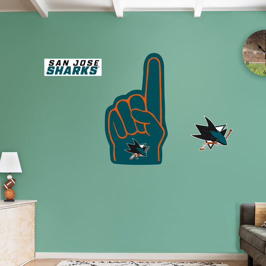 San Jose Sharks:    Foam Finger        - Officially Licensed NHL Removable     Adhesive Decal
